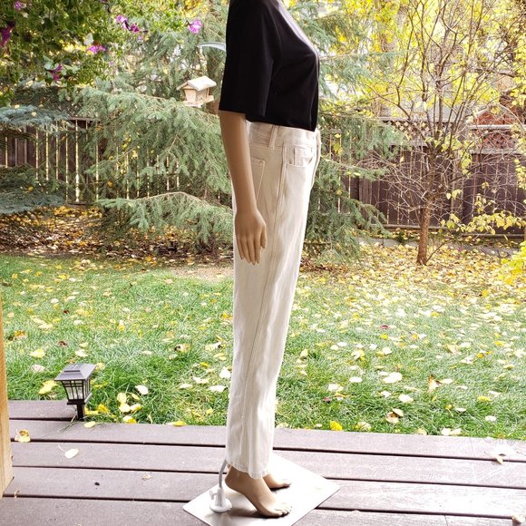 BANANA REPUBLIC, high rise ecru cropped boot jean, size: 30 Long - Picture 8 of 12